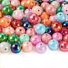 50Pcs UV Plating Rainbow Iridescent Acrylic Beads PACR-FP0001-05-2