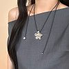 Alloy Resin Flower Pendant Black Waxed Cord Adjustable Long Necklaces for Women WG1FF70-01-2