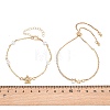 Brass Pave Clear AB Cubic Zirconia Bowknot Star Link Bracelet Sets for Women KK-CBA6599-03G-3