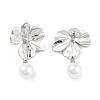 Flower 304 Stainless Steel Stud Earrings EJEW-L283-099P-1