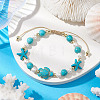 Starfish & Turtle Synthetic Turquoise Braided Bead Bracelets BJEW-JB11047-01-2