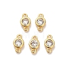 Brass Pave Clear Cubic Zirconia Flat Round Connector Charms KK-H515-02D-G-1