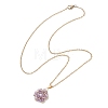 Natural Mixed Gemstone Cluster Flower Pendant 304 Stainless Steel Cable Chain Necklaces with Glass Seed Baeds NJEW-MZ00142-3