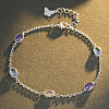 925 Sterling Silver Pave Oval Colorful Cubic Zirconia Link Bracelets for Couples Casual Fashion Jewelry RG9206-2-1