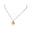 Summer Beach Natural Carved White Shell & 304 Stainless Steel Sea Animals Pendant Satellite Chain Necklaces NJEW-JN06505-3
