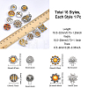 16Pcs 16 Style Alloy Rhinestone Snap Buttons BUTT-CA0001-11-2