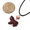 Dyed Synthetic Turquoise Horse Pendant Black Waxed Cord Necklaces NJEW-JN05430-02-3