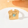 304 Stainless Steel & Synthetic Turquoise Cuff Rings GG-CBABFED-01G-1