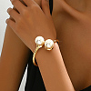 Alloy & Imitation Pearl Open Cuff Bangles for Women GZ3682-1