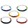 Natural & Synthetic Mixed Gemstone Round Beaded Stretch Bracelets for Women BJEW-JB11056-1