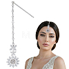 Brass Hair Bobby Pins with Crystal Rhinestone Flower Indian Forehead Chains AJEW-WH0696-874-1