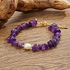 Elegant Bohemian Style Natural Amethyst Chip Beaded Bracelets WW5494-4-1