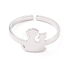 Non-Tarnish Kittens and Puppies 304 Stainless Steel Cuff Ring for Women LS-RJEW-B035-09P-2