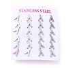 Tarnish Resistant 304 Stainless Steel Greek Alphabet Stud Earrings STAS-D007-07P-11-3