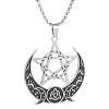 Moon Pentagram 201 Stainless Steel Pendant Necklaces for Women Men FS-WG0AEB1-01-5