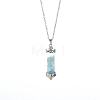 Natural Aquamarine Chip Wishing Bottle Cone Love Glass Pendant Necklaces FL0210-3-1