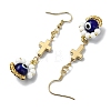 Handmade Seed Evil Eye & Cross Dangle Earrings EJEW-MZ00227-05-4