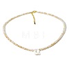 Natural White Shell Letter Faceted Glass Beaded Necklaces with 304 Stainless Steel End Chains SS7282-16-1