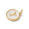 Brass Pave Natural Shell Flat Round with Letter Charms KK-Z115-13G-Y-2
