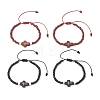 4Pcs Cross Glass Seed Beads with Natural Wood Beads & Red Jasper Beads & Magnesite Beads & Howlite Round Beads Braided Bead Bracelets for Women BJEW-JB11898-2