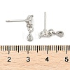 Brass Micro Pave Clear Cubic Zirconia Stud Earrings EJEW-R016-26P-02-5