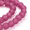 Medium Violet Red Frosted Round Transparent Glass Bead Strands X-GLAA-S031-8mm-39-1