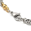 Two Tone 304 Stainless Steel Round Link & Byzantine Chain Bracelet BJEW-B078-28GP-3