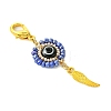 Flat Round with Evil Eye Resin & Glass Seed Pendant Decorations HJEW-MZ00095-02-5