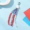 Star & Flag Glass Seed Beaded Pendant Decorations HJEW-TA00426-4