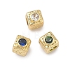 Cube Brass Micro Pave Cubic Zirconia Beads KK-B170-03G-1
