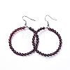 Natural Garnet Dangle Earrings X-EJEW-K077-A12-1