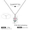 304 Stainless Steel Enamel Pink Flower Pendant Necklaces for Women WGD8704-01-2