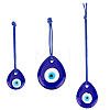 3Pcs 3 Colors Handmade Lampwork and Glass Blue Evil Eye Pendant Decorations HJEW-GF0001-76-1