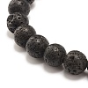 Round Synthetic Turquoise & Natural Lava Rock Stretch Bracelet BJEW-JB07470-01-5