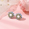 3 Pairs Flower Glass Seed Beaded with Natural Mashan Jade Stud Earrings for Women EJEW-MZ00208-3
