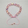 Adjustable Electroplated Faceted Cube Glass Braided Beaded Bracelets for Women Men DM4334-6-1