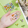 36Pcs 6 Styles Dyed Natural Malaysia Jade & Yellow Jade & Dyed Green Jade & Topaz Jade & White Jade Round Pendants with Resin Flower and Acrylic Leaf HJEW-BM0001-36-3
