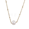 Round Natural Cultured Freshwater Pearl Pendant Necklaces X-NJEW-JN04966-1