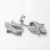 Flower Brass Micro Pave Cubic Zirconia Fold Over Clasps ZIRC-L036-01P-FF-2
