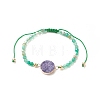 5Pcs 5 Color Dyed Natural Drusy Agate Flat Round Link Bracelets Set BJEW-JB09275-4