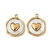 304 Stainless Steel Pave Natural Shell Pendants X-STAS-F319-02B-G02-1