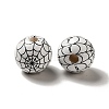 Halloween Printed Spider Webs Colored Wood European Beads WOOD-K007-04G-3