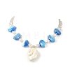 Summer Beach Natural Sea Shell Pendant Handmade Lampwork & Imitation Pearl Beaded Necklaces NJEW-JN06371-2