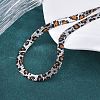 304 Stainless Steel Leopard Print Flat Snake Chain Necklaces for Women NJEW-A044-02A-P-3