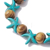 Beach Starfish Dye Synthetic Turquoise Beaded Stretch Barcelets BJEW-JB10293-01-3
