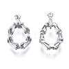 Brass Inlaid Clear Cubic Zirconia Charms ZIRC-S069-021P-2