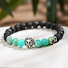 Natural Lava Rock & Shoushan Stone Round Beads Stretch Bracelets IP1472-4-1