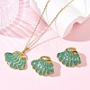 304 Stainless Steel Enamel Shell Shape Stud Earrings & Pendant Necklaces Sets for Women SA-CBA46AF-20G-1