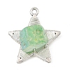 Electroplated Natural Quartz Faceted Copper Wire Wrapped Pendants PALLOY-TA00443-02-1