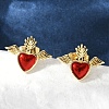 Brass Enamel Stud Earrings for Women EJEW-A126-05A-G-5